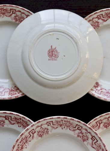6 assiettes plates vintage terre de fer - Moulin des Loups - Modèle Athènes
