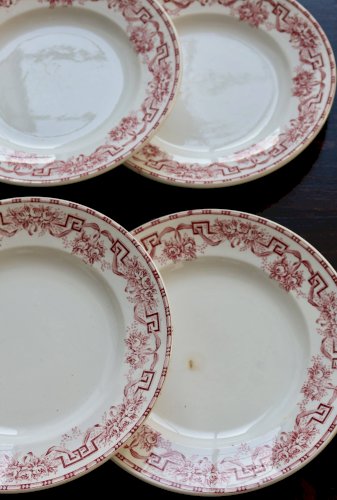 6 assiettes plates vintage terre de fer - Moulin des Loups - Modèle Athènes