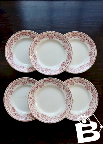 6 assiettes plates vintage terre de fer - Moulin des Loups - Modèle Athènes