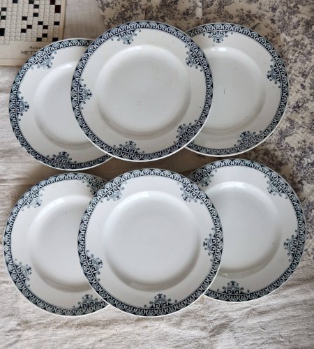 6 assiettes plates vintage terre de fer – Série Andrinople - Moulin des Lou
