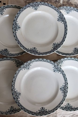 6 assiettes plates vintage terre de fer – Série Andrinople - Moulin des Lou
