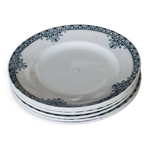 6 assiettes plates vintage terre de fer –Série Andrinople