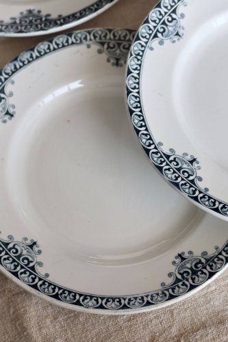 6 assiettes plates vintage terre de fer –Série Andrinople