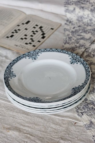 6 assiettes plates vintage terre de fer –Série Andrinople