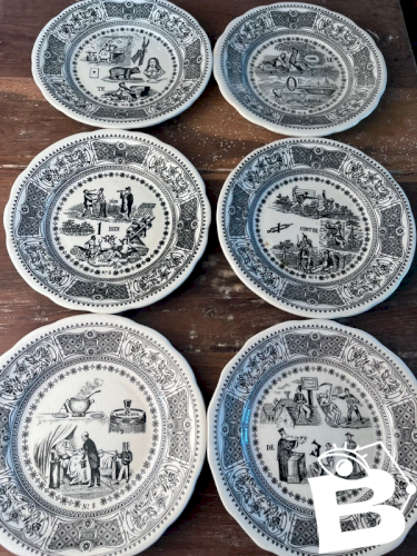 6 assiettes rébus Gien 1971