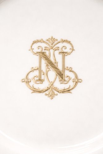 6 Assiettes Sèvres Monogramme N – Porcelaine XIXe – Décor Impérial