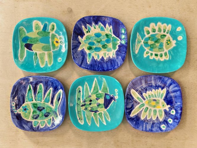 6 assiettes vintage en céramique de Vallauris