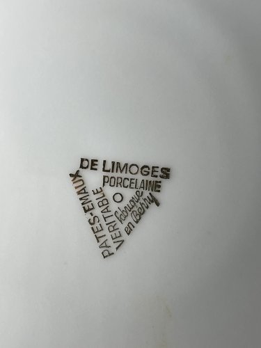 6 assiettes vintage en porcelaine de Limoges – Pâtes & Émaux – Décor doré aux étoiles – Porcelaine française – Ø 24 cm