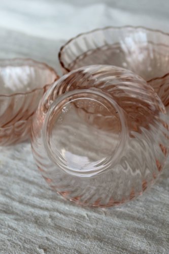 6 bols vintage Arcoroc Rosaline en verre rose