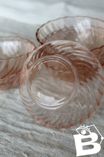 6 bols vintage Arcoroc Rosaline en verre rose