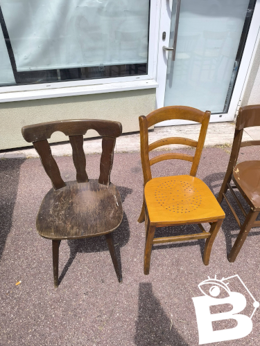 6 chaises bistrot dépareillées vintage en bois