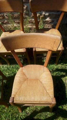 6 chaises bistrot en paille et hêtre