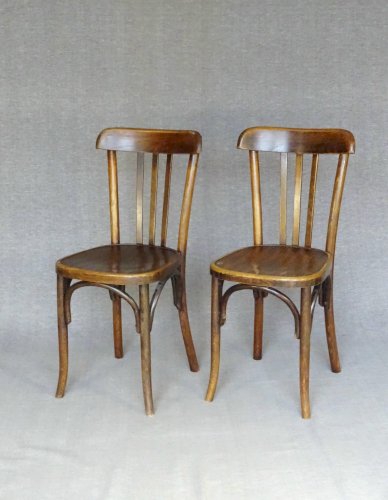 6 chaises bistrot FISCHEL N°409, vers 1935 assise bois, no Thonet