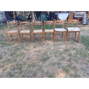 6 Chaises de Cuisine Bois , Paillées