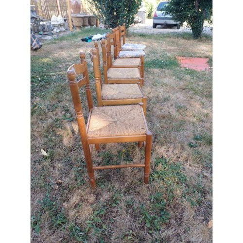 6 Chaises de Cuisine Bois , Paillées