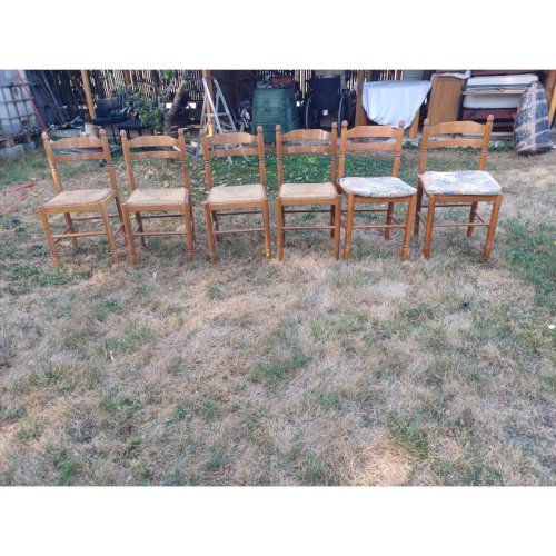 6 Chaises de Cuisine Bois , Paillées