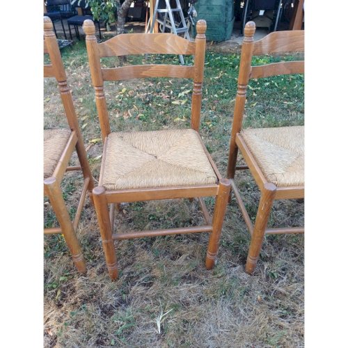 6 Chaises de Cuisine Bois , Paillées