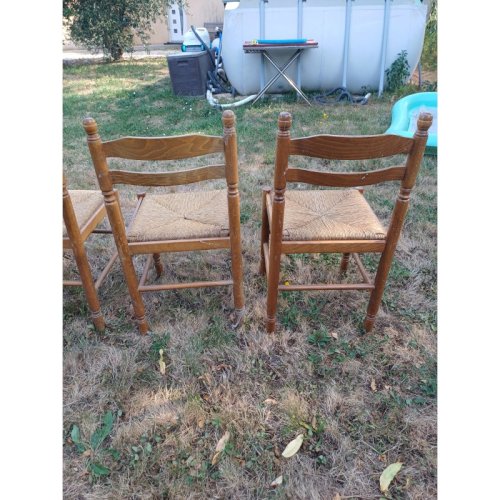 6 Chaises de Cuisine Bois , Paillées