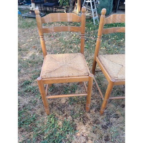 6 Chaises de Cuisine Bois , Paillées