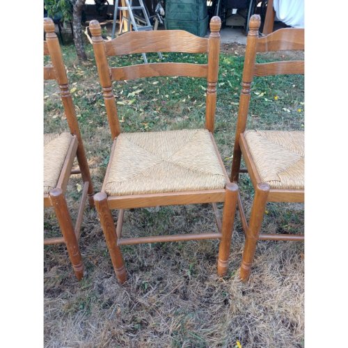 6 Chaises de Cuisine Bois , Paillées