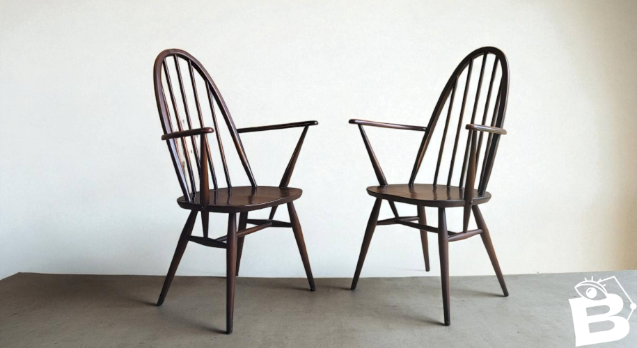6 chaises / fauteuils Quaker modèle Windsor, Ercol 1950s