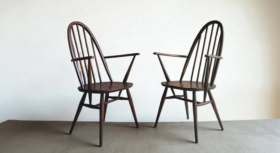 6 chaises / fauteuils Quaker modèle Windsor, Ercol 1950s