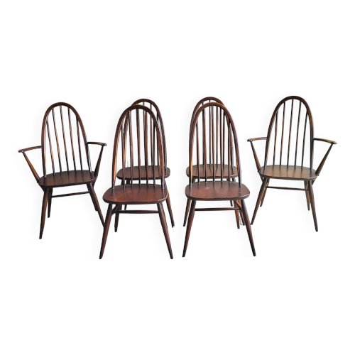 6 chaises / fauteuils Quaker modèle Windsor, Ercol 1950s