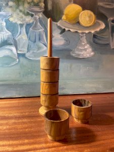 6 coquetiers en bois vintage