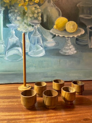 6 coquetiers en bois vintage