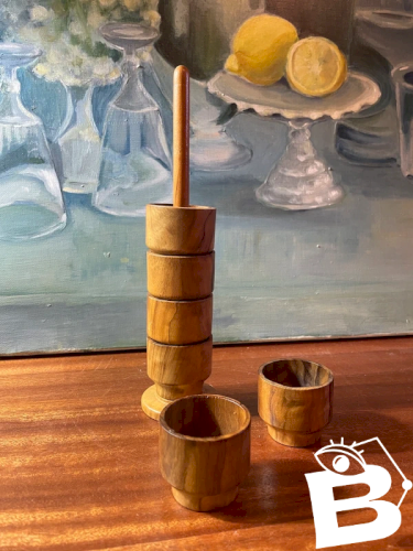 6 coquetiers en bois vintage