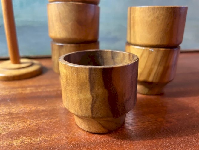 6 coquetiers en bois vintage