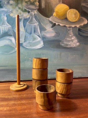 6 coquetiers en bois vintage