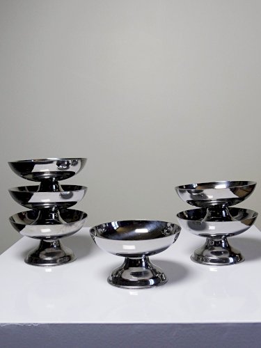 6 Coupelles à dessert sur pieds en Inox vintages style Bistrot