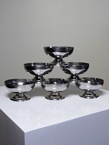 6 Coupelles à dessert sur pieds en Inox vintages style Bistrot