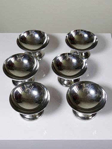 6 Coupelles à dessert sur pieds en Inox vintages style Bistrot