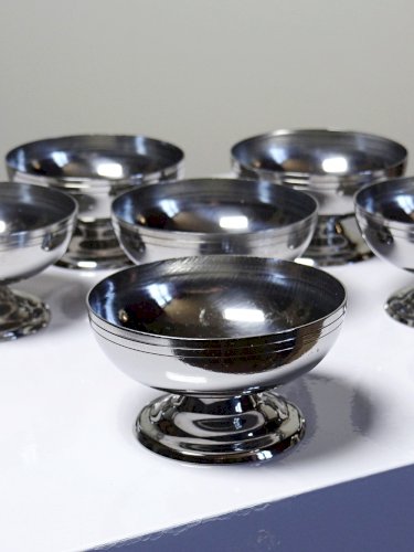 6 Coupelles à dessert sur pieds en Inox vintages style Bistrot