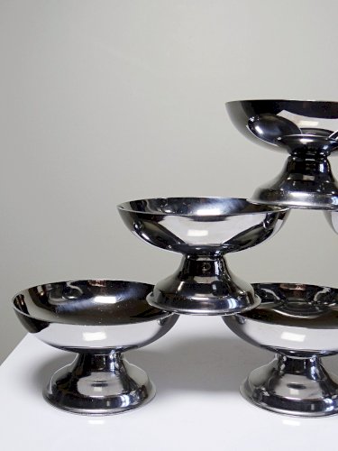 6 Coupelles à dessert sur pieds en Inox vintages style Bistrot