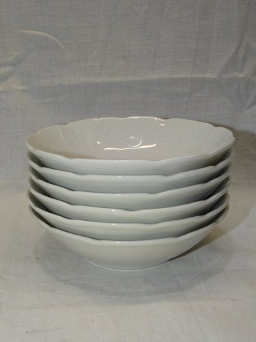 - 6 COUPELLES PORCELAINE LIMOGES THARAUD FEUILLES GRAPPES RAISIN en EPAISSEUR  D