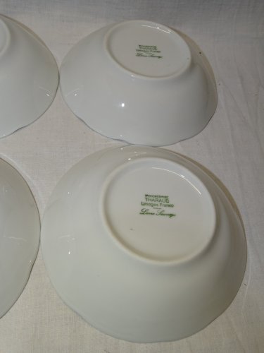 - 6 COUPELLES PORCELAINE LIMOGES THARAUD FEUILLES GRAPPES RAISIN en EPAISSEUR  D