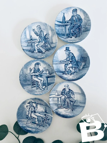 6 Coupelles Vintage BOCH Delfts - Série Les Boissons
