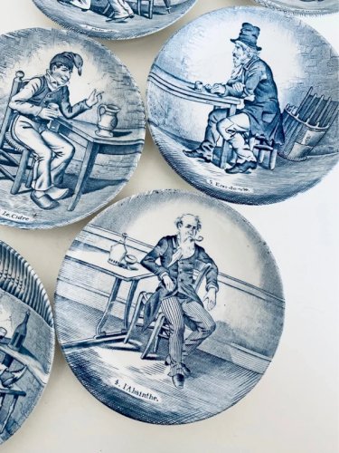 6 Coupelles Vintage BOCH Delfts - Série Les Boissons