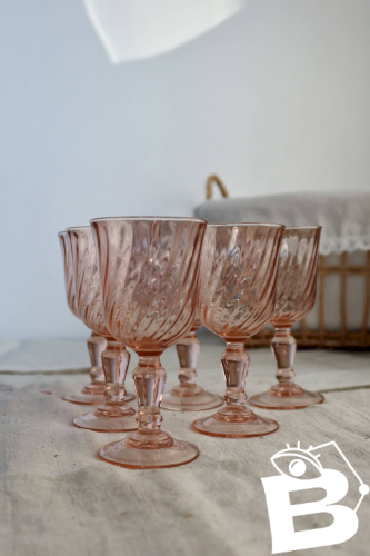 6 coupes à champagne vintage Luminarc Rosaline