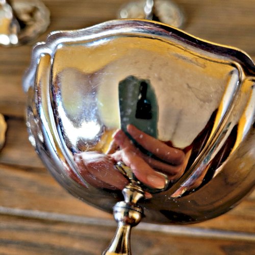 6 coupes  à glace vintage en inox,et forme de fleur