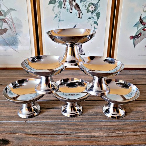 6 Coupes à glaces inox vintage Guy Degrenne (dessert, sorbet)