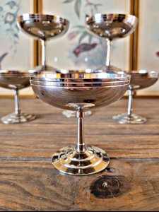 6 vintage stainless steel ice cream cups Letang Remy