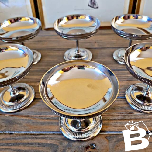 6 Coupes à glaces vintage inox (avec cuillères)