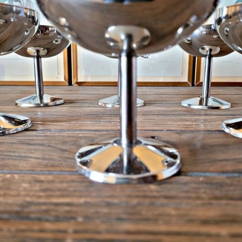 6 Coupes glaces dessert inox vintage année 70-80, forme ronde
