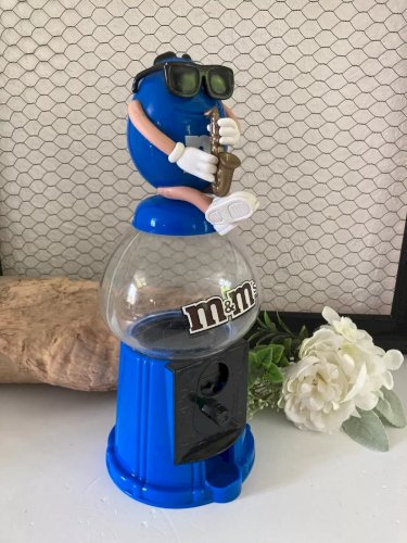 6⚜️ Distributeur De Bonbons M&M'S Figurine Bleu Hauteur 30 Cm Année 2008