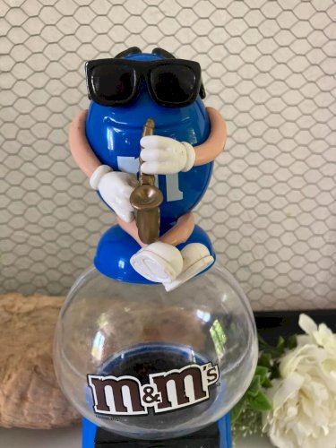 6⚜️ Distributeur De Bonbons M&M'S Figurine Bleu Hauteur 30 Cm Année 2008