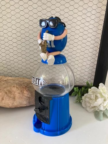 6⚜️ Distributeur De Bonbons M&M'S Figurine Bleu Hauteur 30 Cm Année 2008